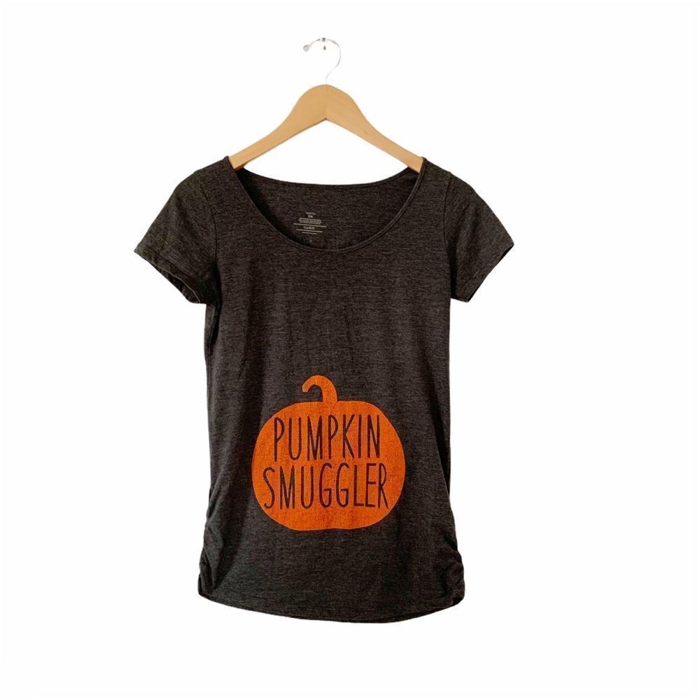 Maternity Grey Ruched Pumpkin Smuggler T-Shirt‎